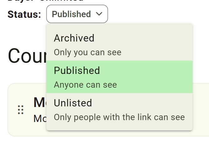 Set Status screenshot